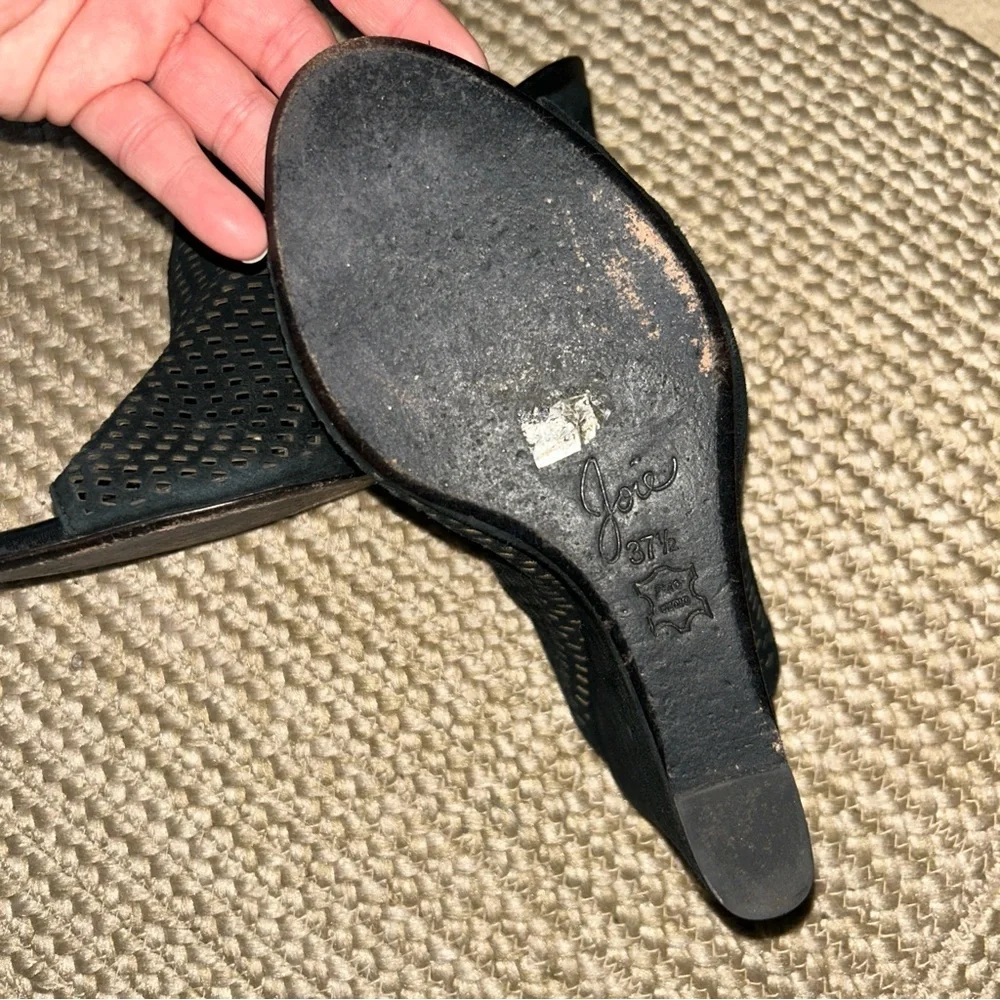 Joie Black Cutout Wedge Sandals